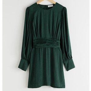 &Other Stories Gathered Floral Jacquard Mini Dress